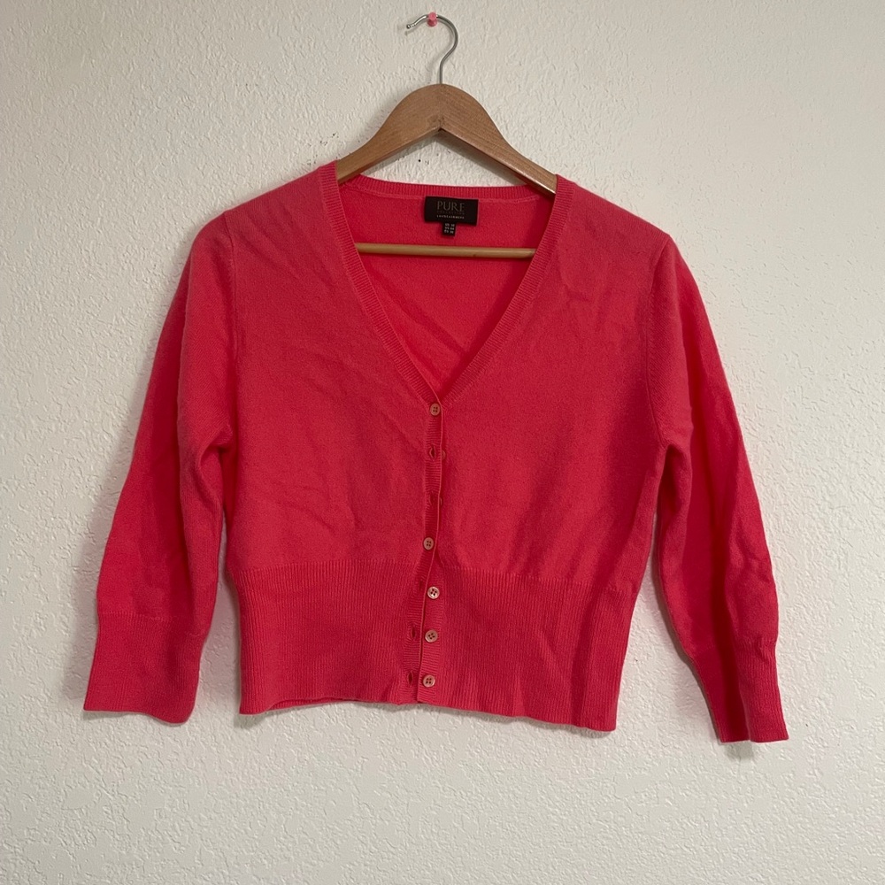 PURE Cashmere Women's Pink Cardigan Sweater